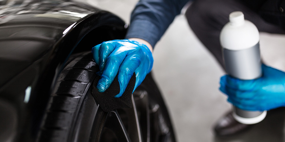 Use tire shine, vinyl and plastic renew